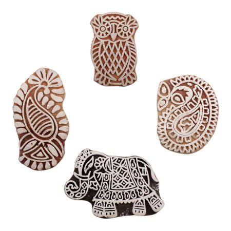 Set of 4 Piece New Mix Wooden Printing Block